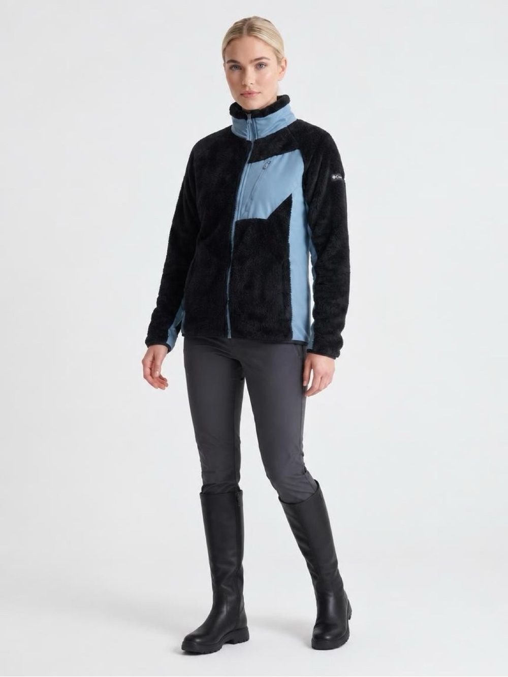 Columbia Women’s Black and Light Blue Plush Teddy Fleece Jacket